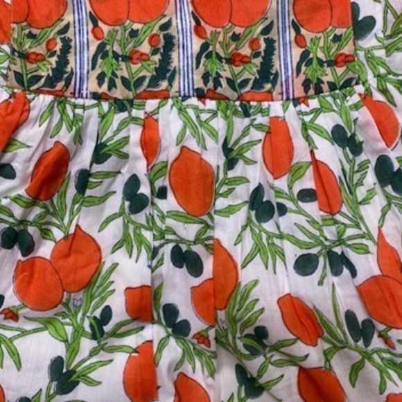 Islapayal Block Print Mini Dress Citrus Floral Boho Tunic Style NWT Size XS - Picture 5 of 5